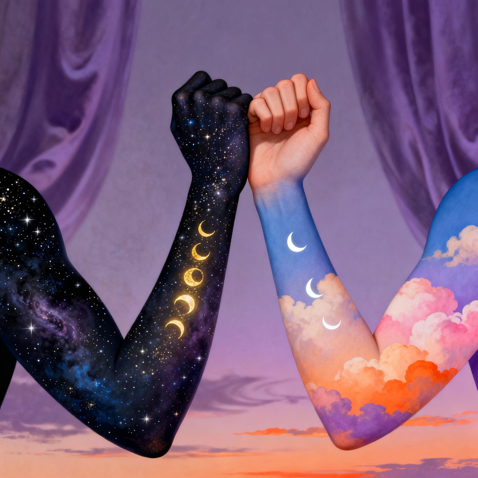 Cosmic Pinky Promise Surreal Digital Art