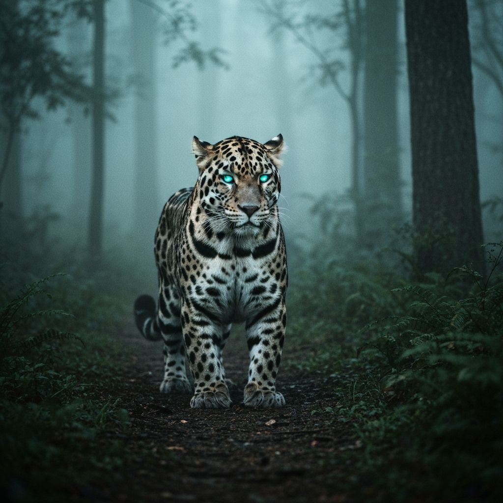 Spectral Panther Guarding Ancient Jungle