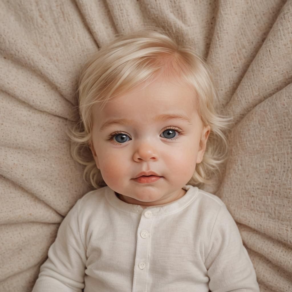 Cute Blonde Baby in a Sweet Moment