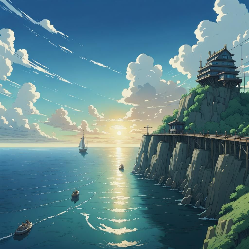 Ships on Horizon: Studio Ghibli Anime Key Visual