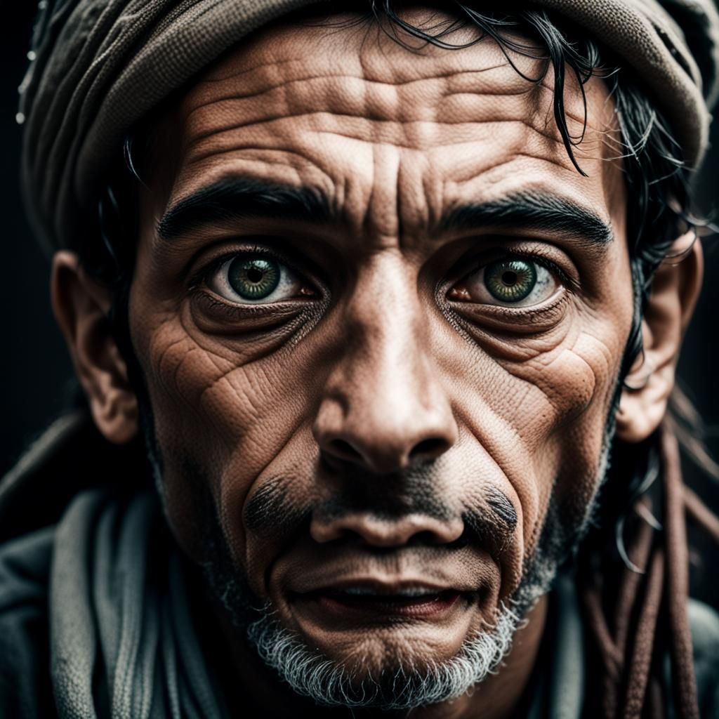 Striking Close-Up Portrait in Photographic Style