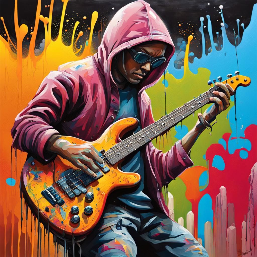 Guitarist in Rioting Street: Graffiti Art