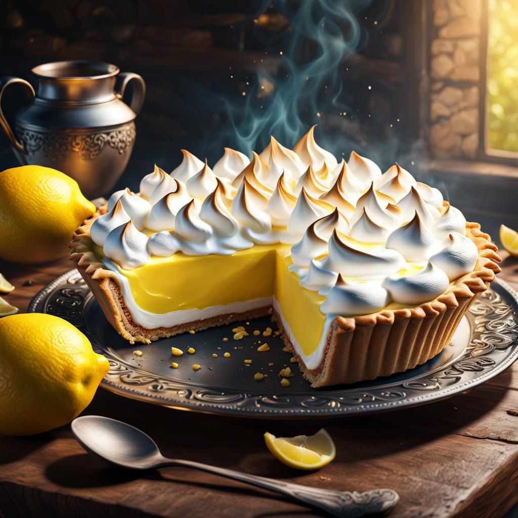 Colorful Lemon Meringue Pie: Detailed Matte Painting