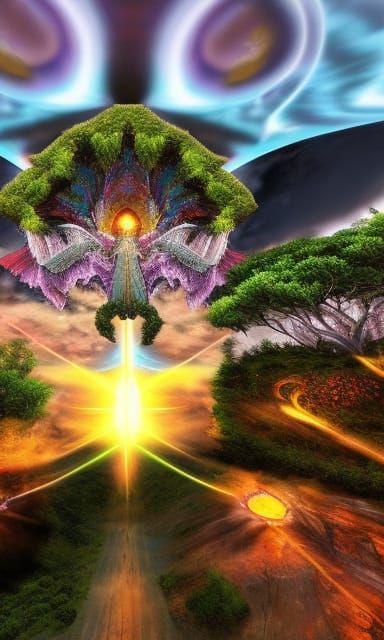 Mythic Gods Descending: Hyperrealistic Heavenly Scene