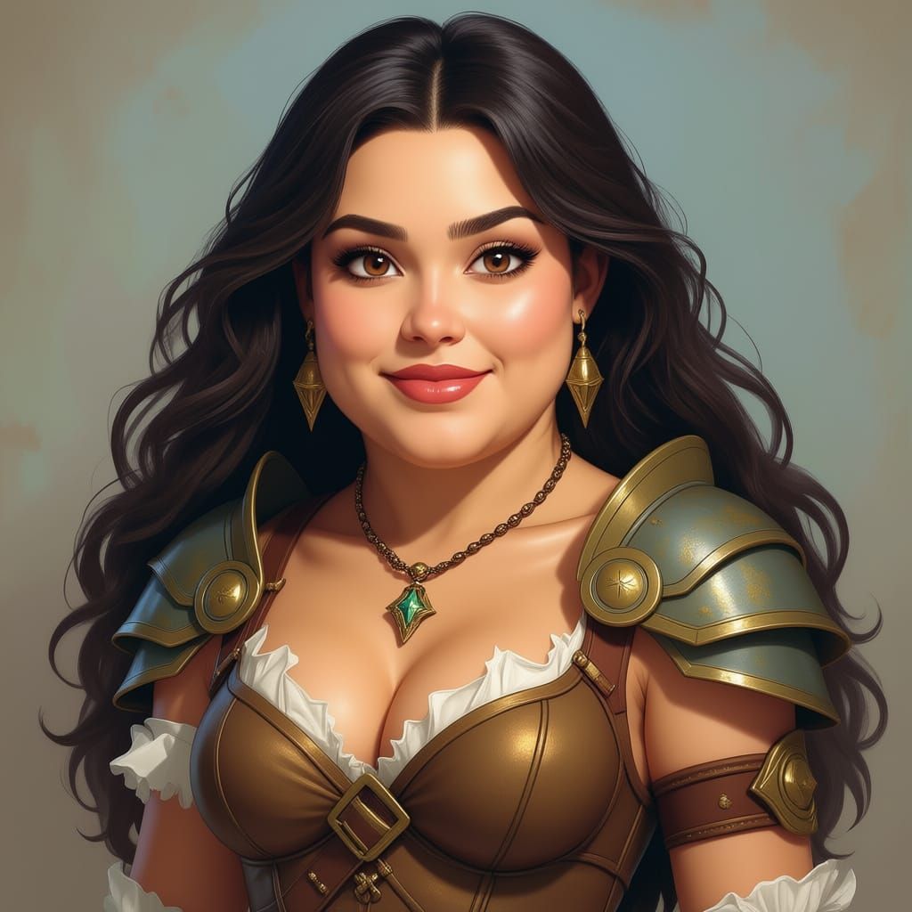 Happy Warrior Princess with Brown Hair Smiling