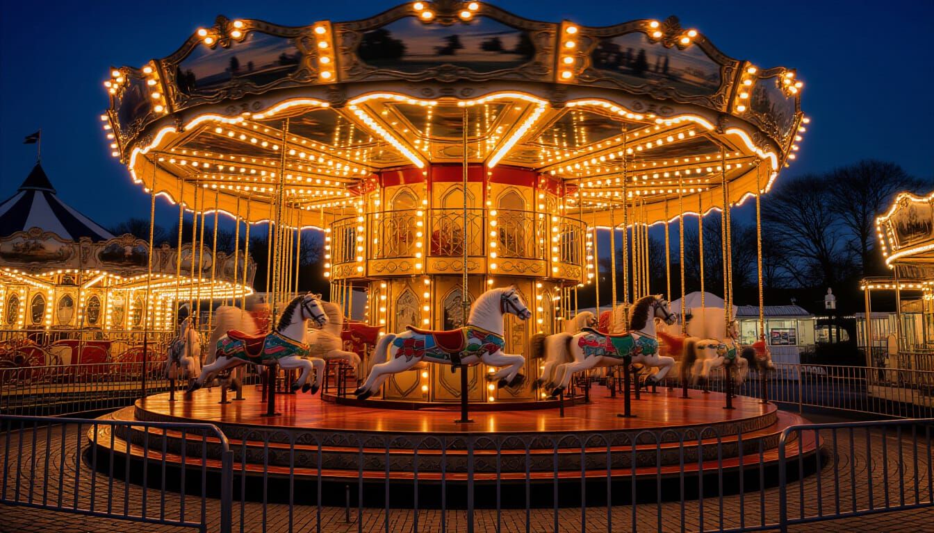 Long Exposure Carousel at Night with Bokeh