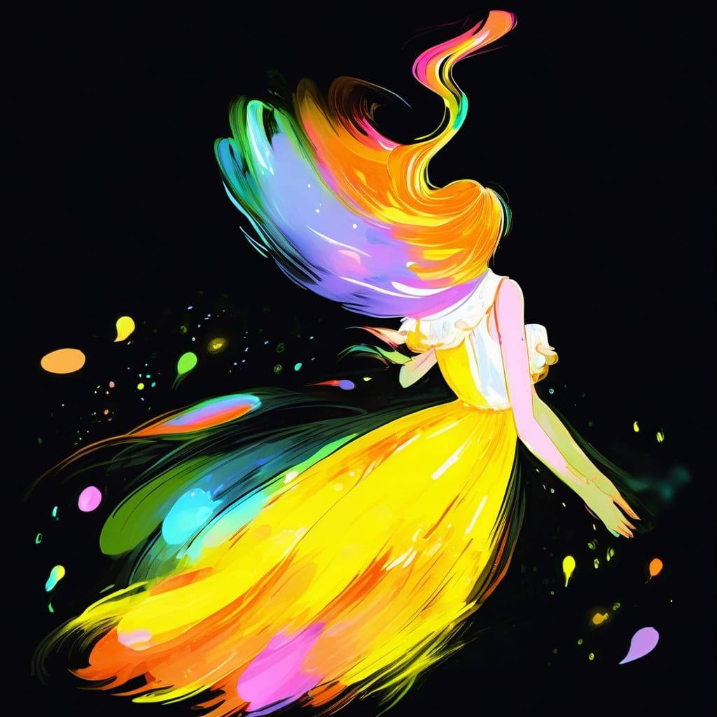 Girl in Petticoats Dress with Dome-Bubbly Eyes