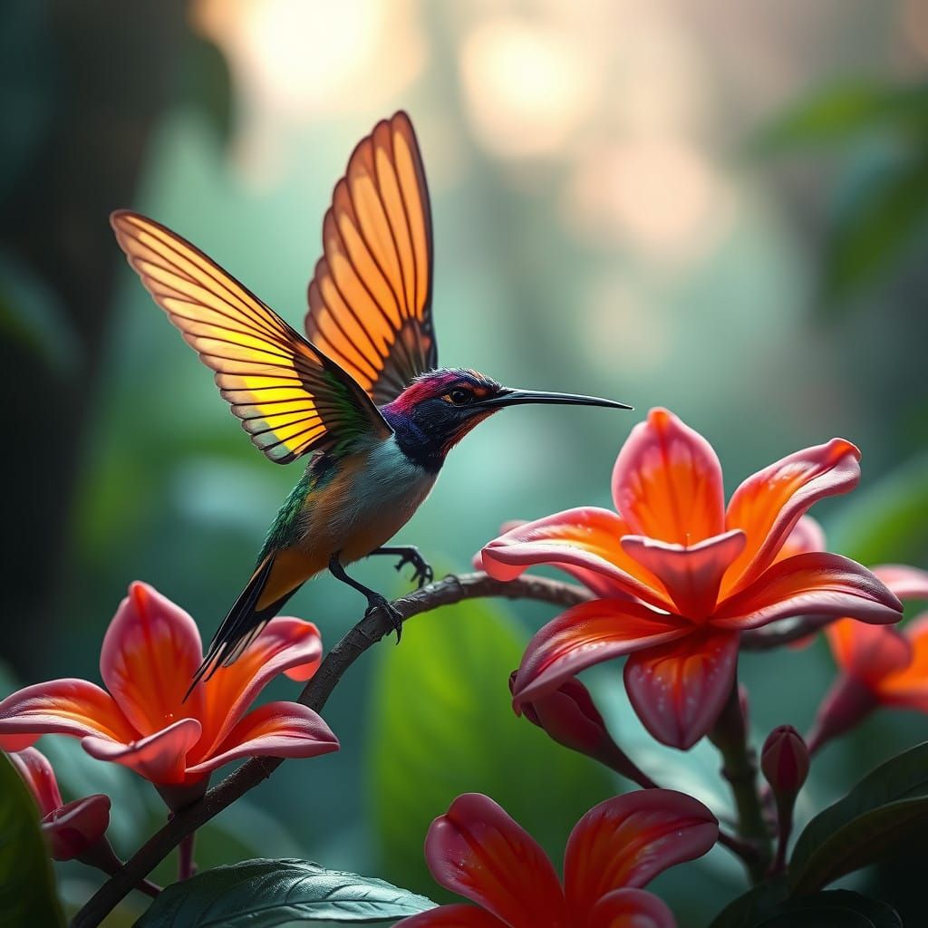 Fantastical Colibri in Tropical Bloom