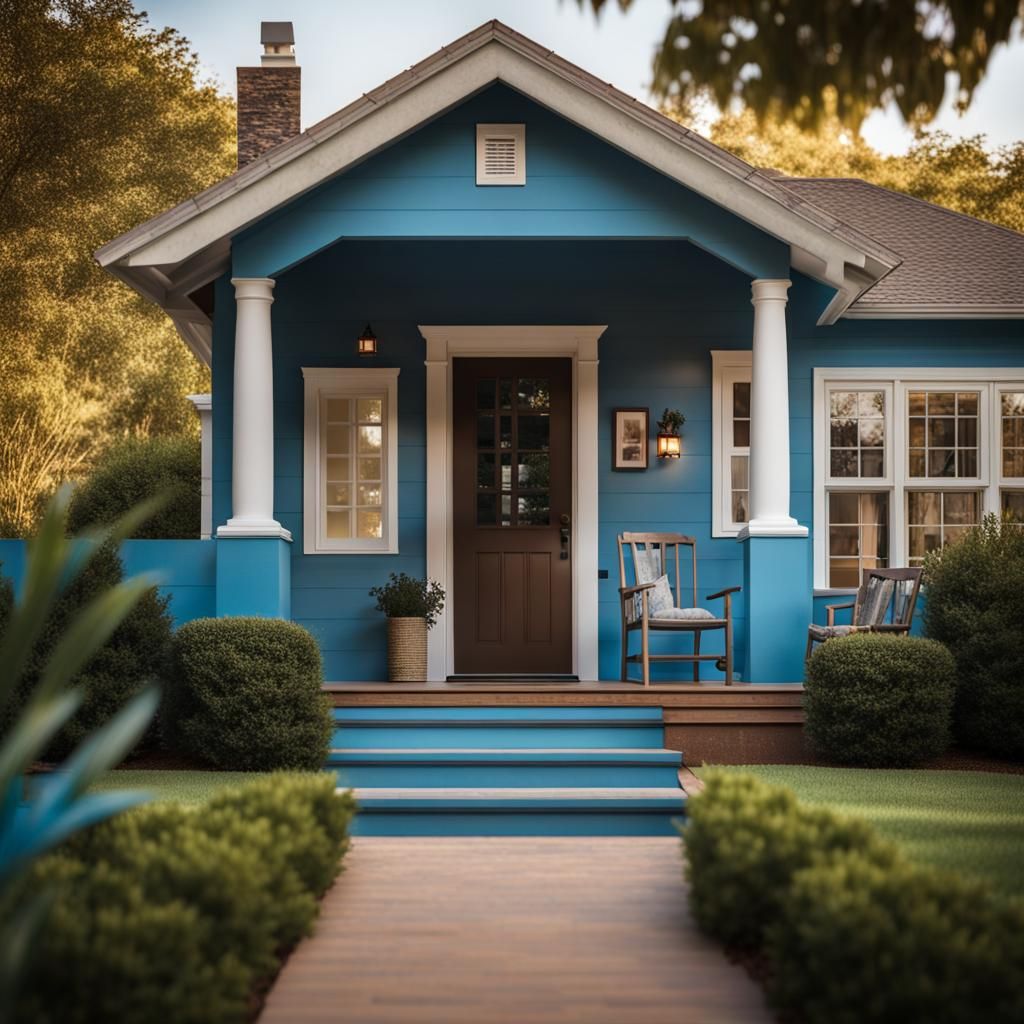 Blue House with Farmer's Porch and Pool