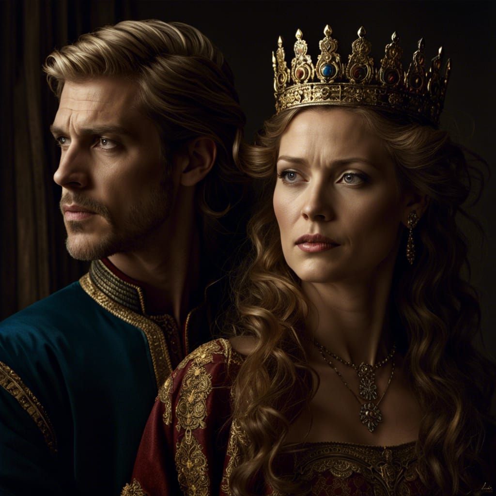 Medieval King and Queen Portrait with Chiaroscuro