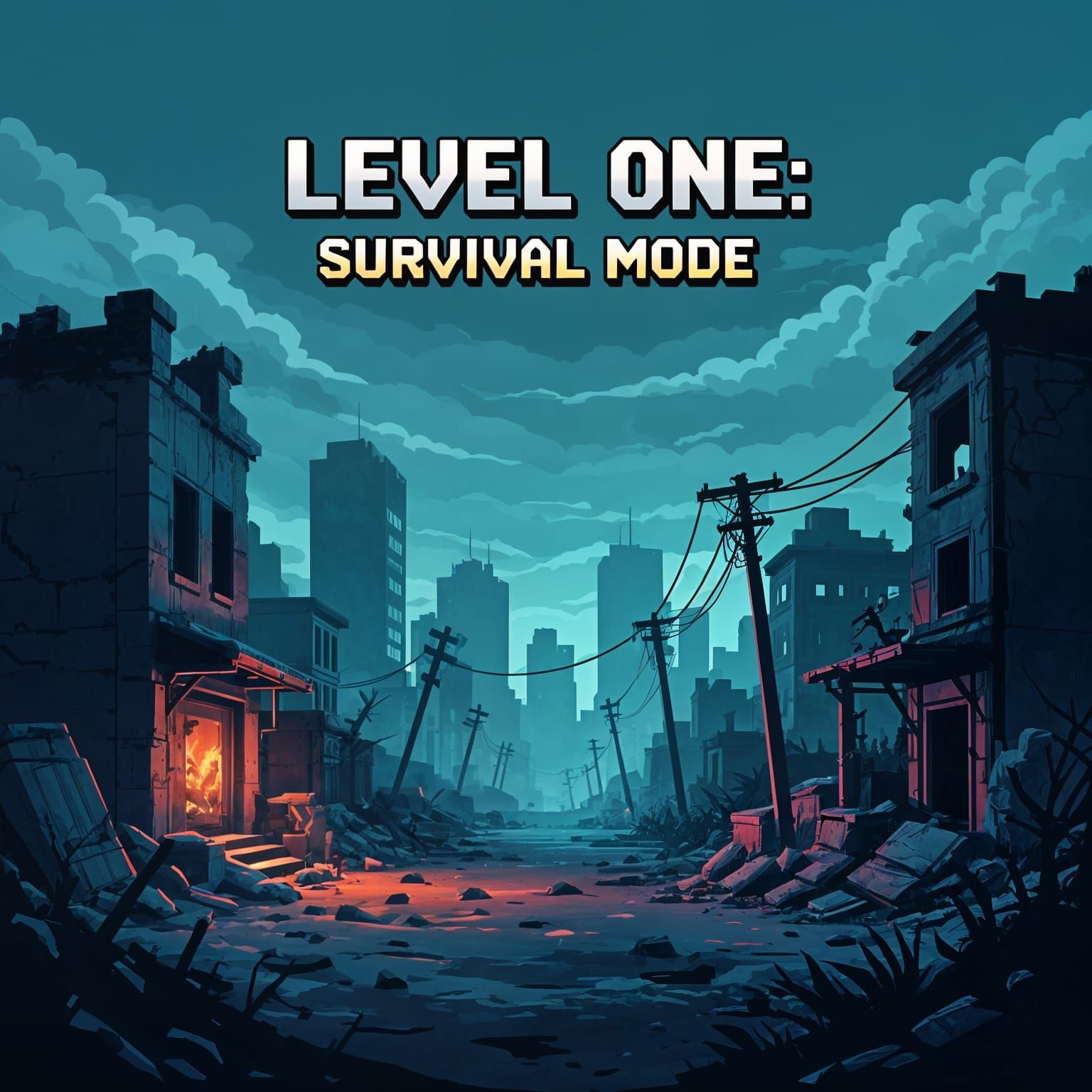 Pixel Art Video Game Level: Survival Mode