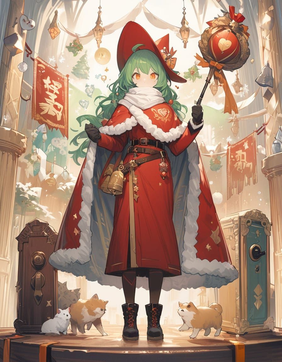 Enchanting Witch Celebrates New Year in Vibrant Holiday Styl...