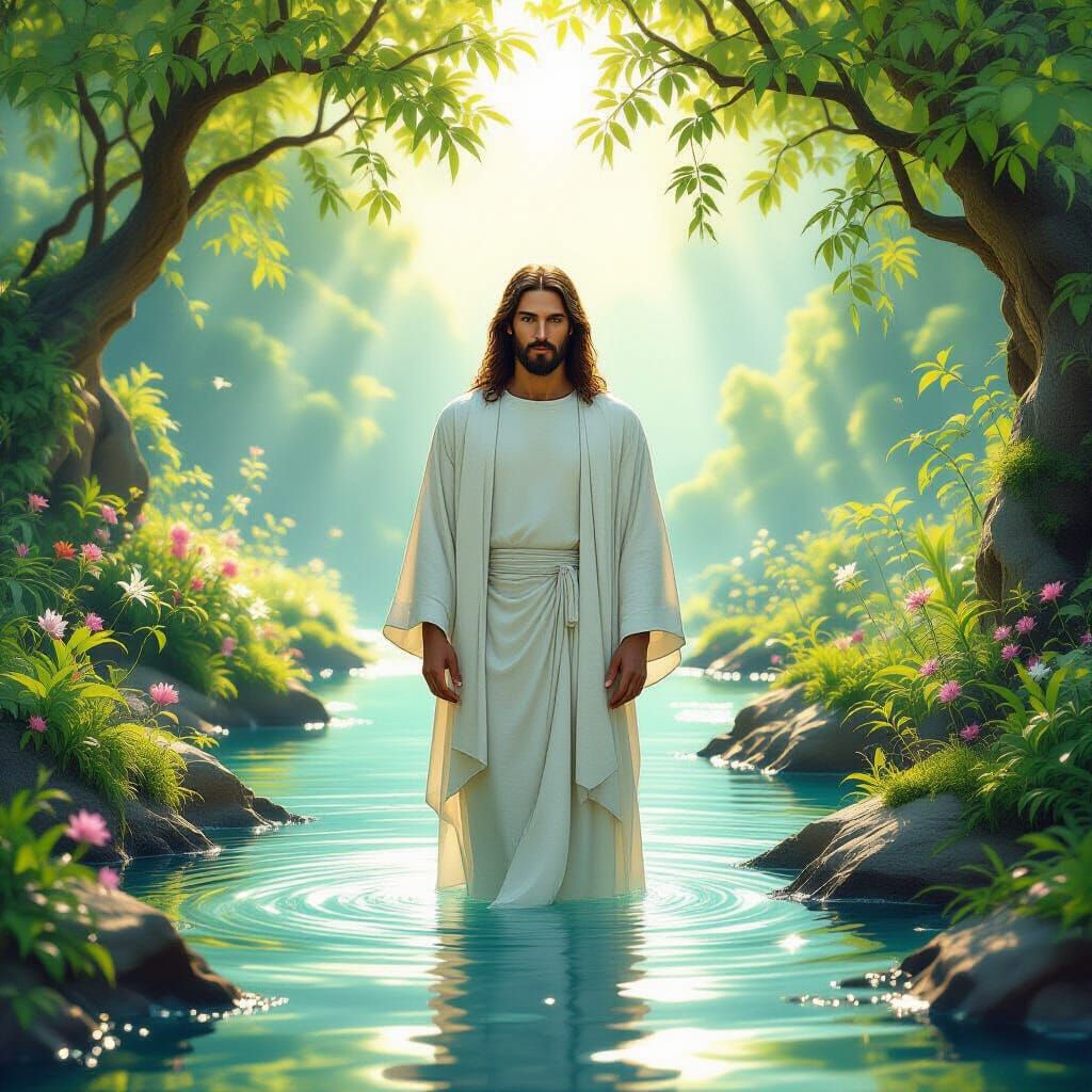 Modern Jesus in Utopian Paradise Digital Painting