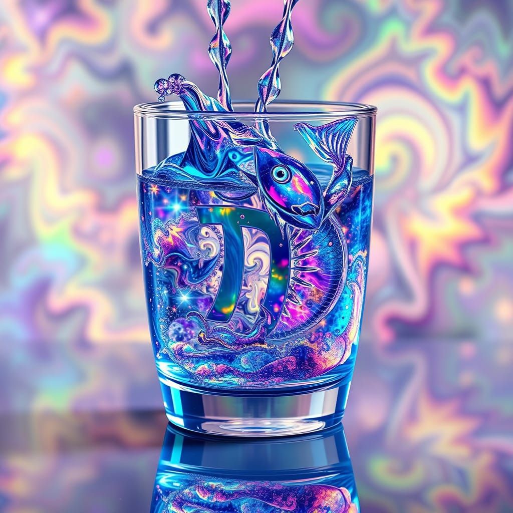 Hypnotic Pisces Symbol in Shimmering Glass