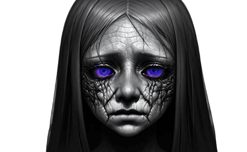 Somber Wasteland Face in Hyperreal Painting