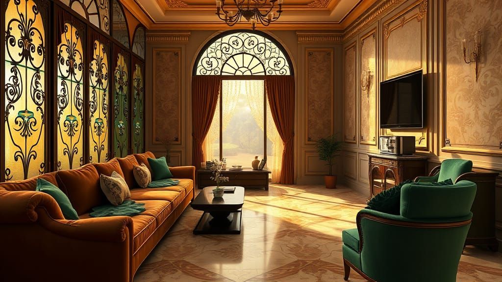 Luxurious Coffee Lounge in Art Nouveau Style