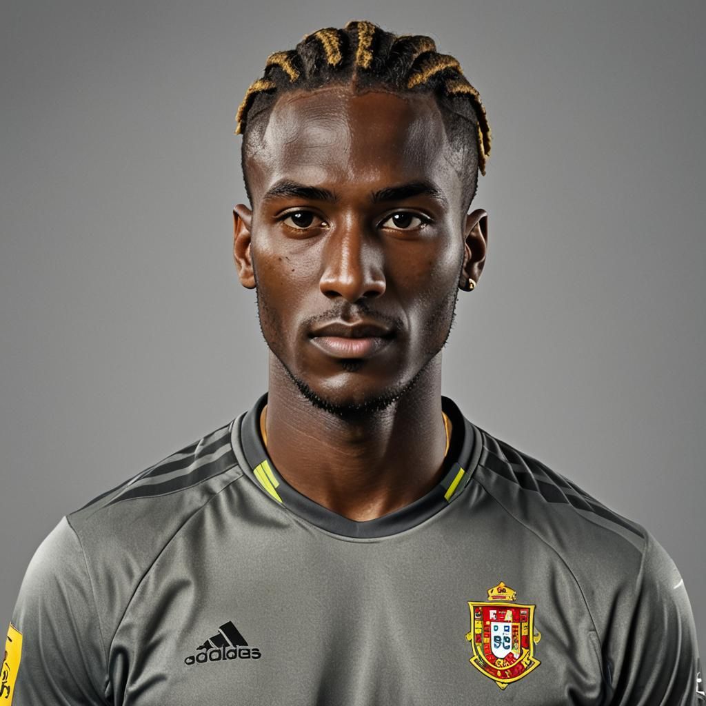 Detailed Portrait of Soccer Player with Cornrows