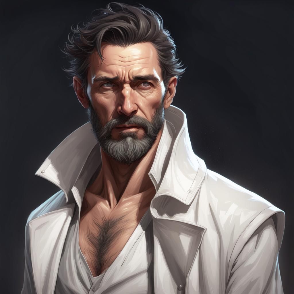 Middle-Aged Man Portrait in Hyperrealistic Style