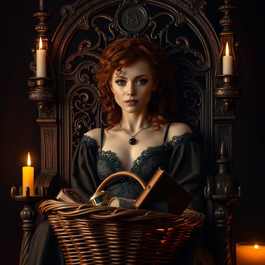Elegant Woman in Candlelight: A Fantasy Portrait