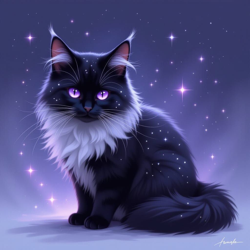Cosmic Black Cat with Star-Like Spots