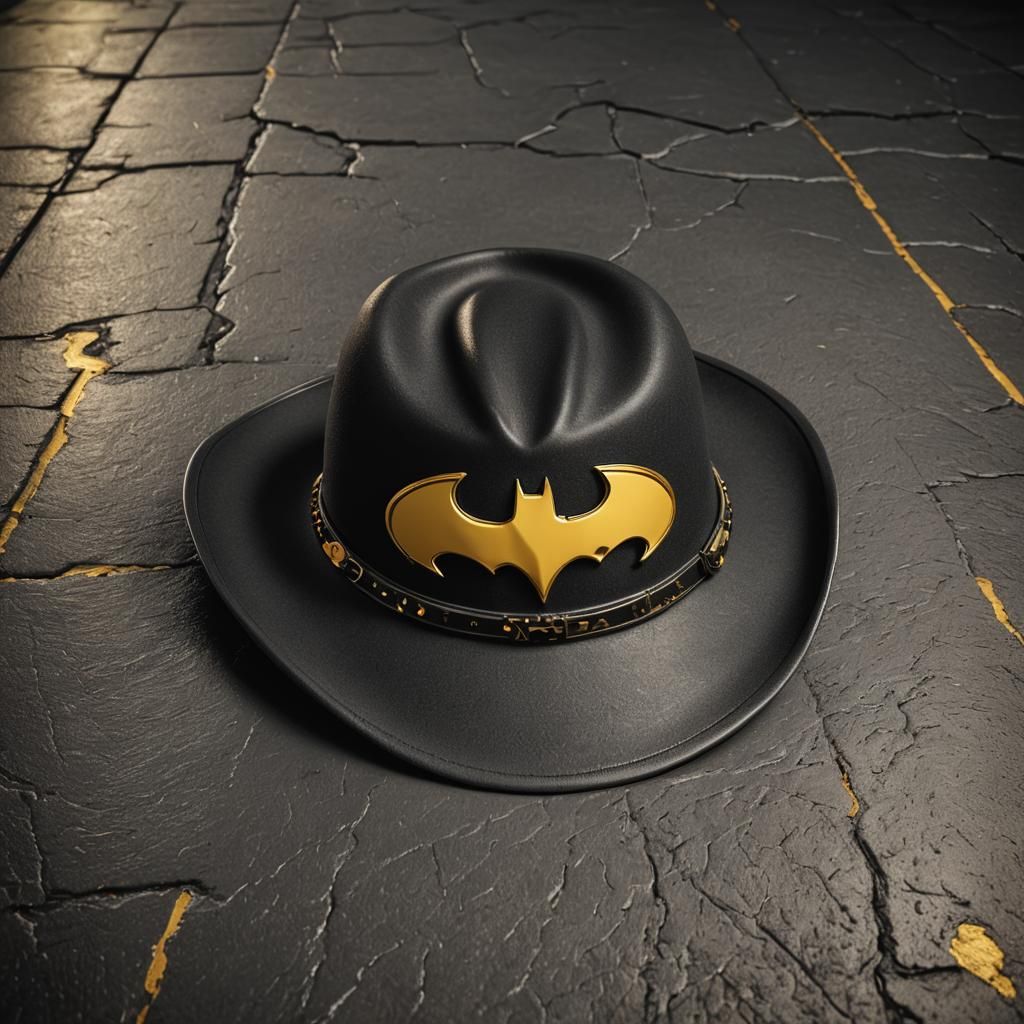 Black Batman Hat: Hyperrealistic 3D Render