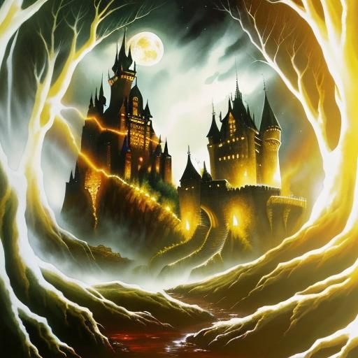 Dracula's Castle: A Horror Illustration in Oil