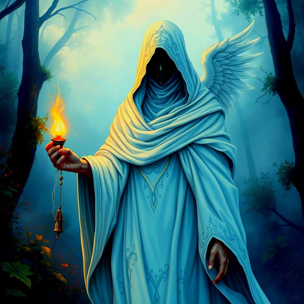 Cosmic Guardian Angel Illuminates Woodland Realm