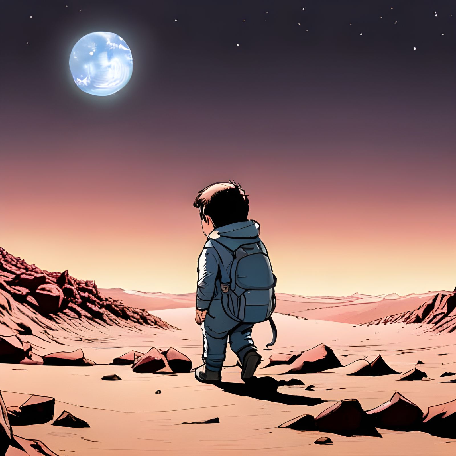 Cute Moonfarer on Lunar Surface in Galaxycore Style