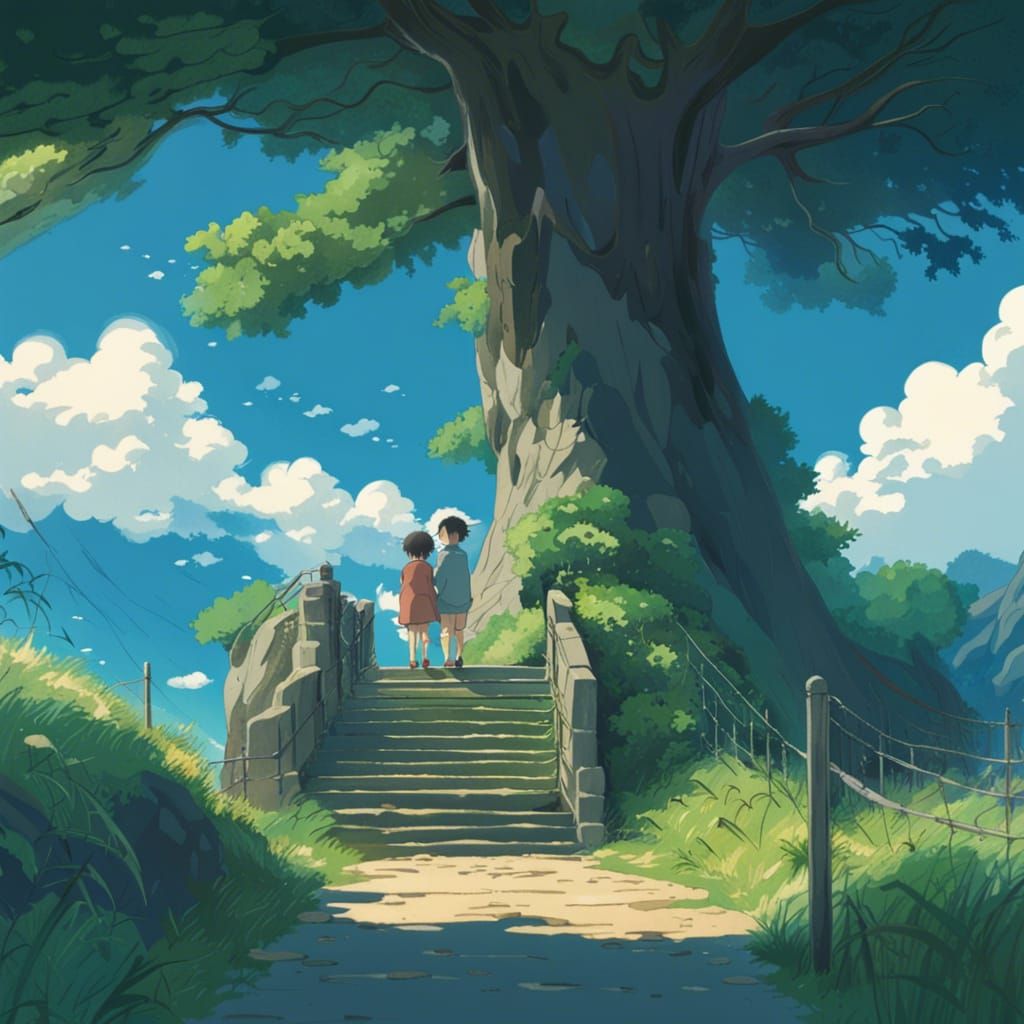 Rolling Stone in Studio Ghibli Anime Style