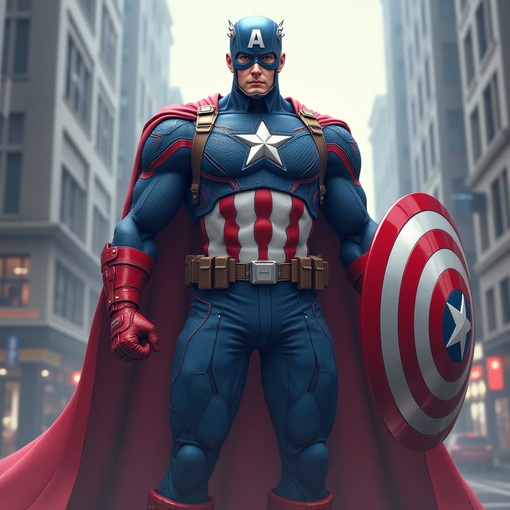 Captain America in Hyper-Realistic 3D Anime Art Style