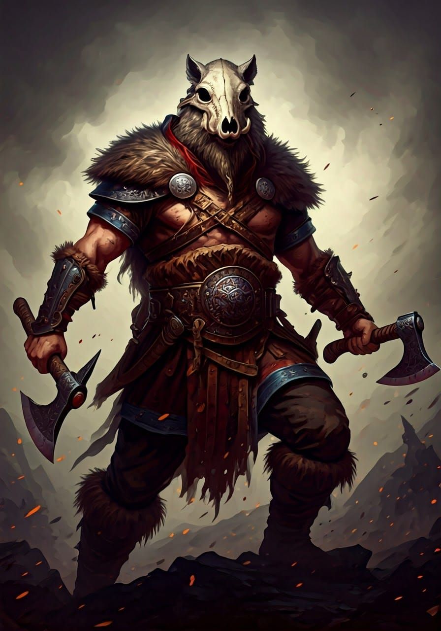 Frenzied Viking Berserker in Frank Frazetta Style