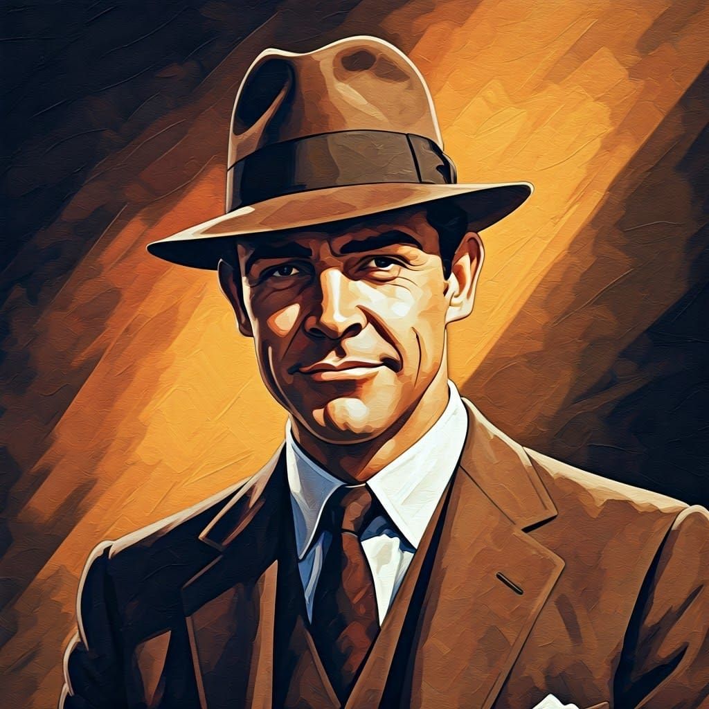 Confident Young Man in Fedora: Impressionistic Film Noir