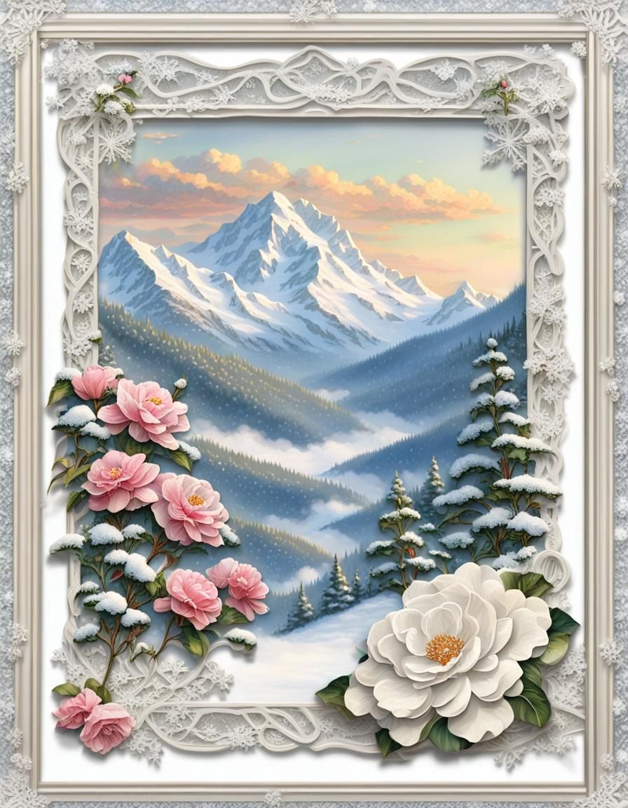 Winter and Spring Landscapes in Vintage Scrapbook