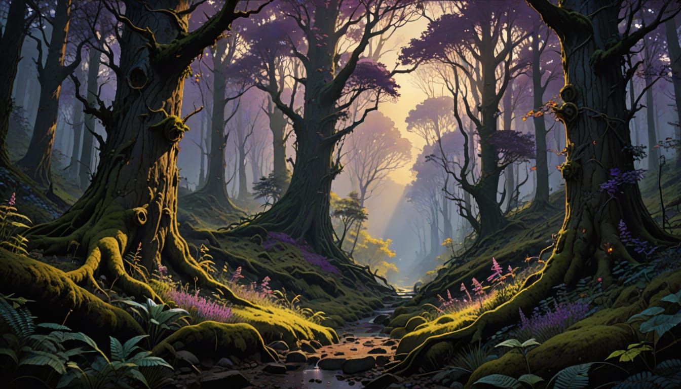 Romantic Watercolor Fantasy Scene in Hyperrealistic Style