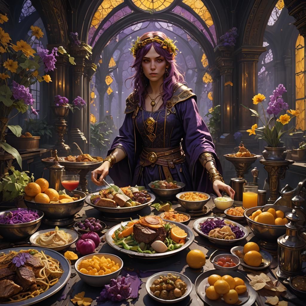 Dark Fantasy Lunch in Hyperdetailed Digital Art