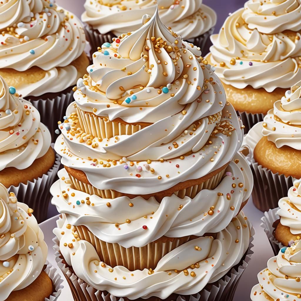 Delicious Cupcake in Manga Style with Cream