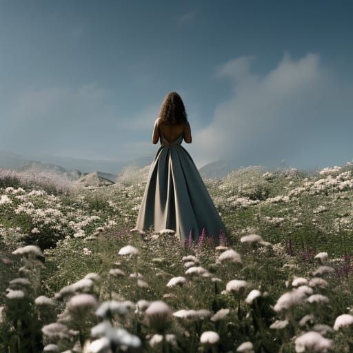Floral Dress in Hyperrealistic Digital Matte Painting