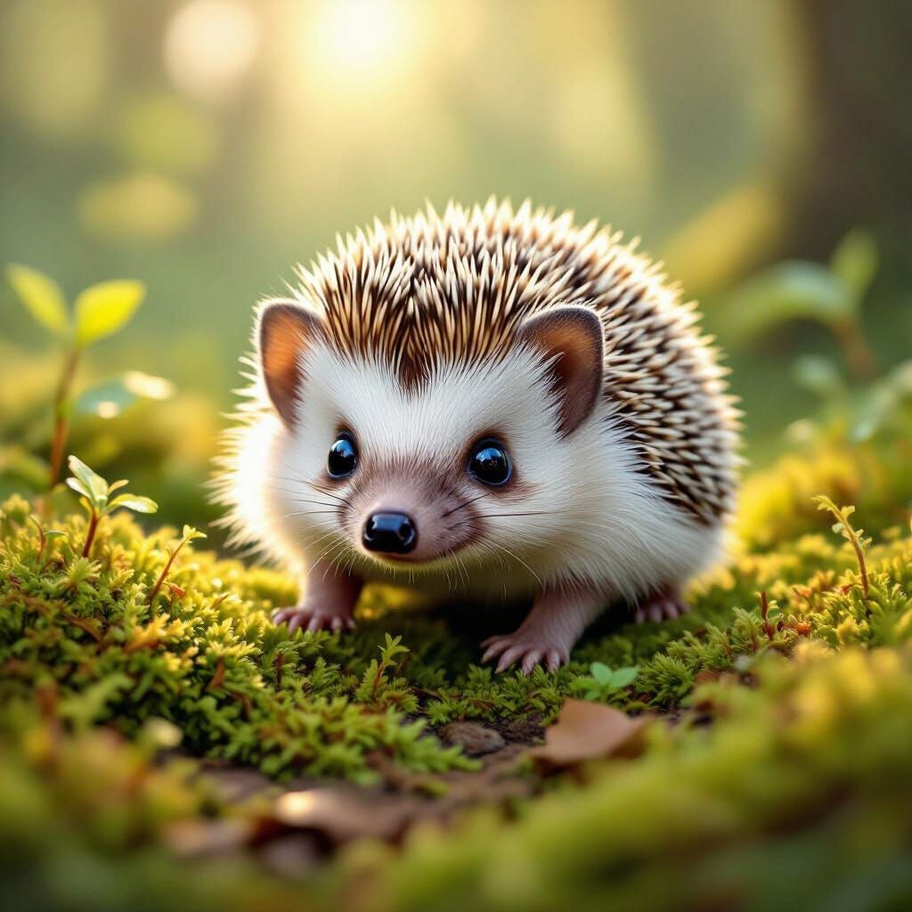 Adorable Fluffy Hedgehog in Enchanted Forest
