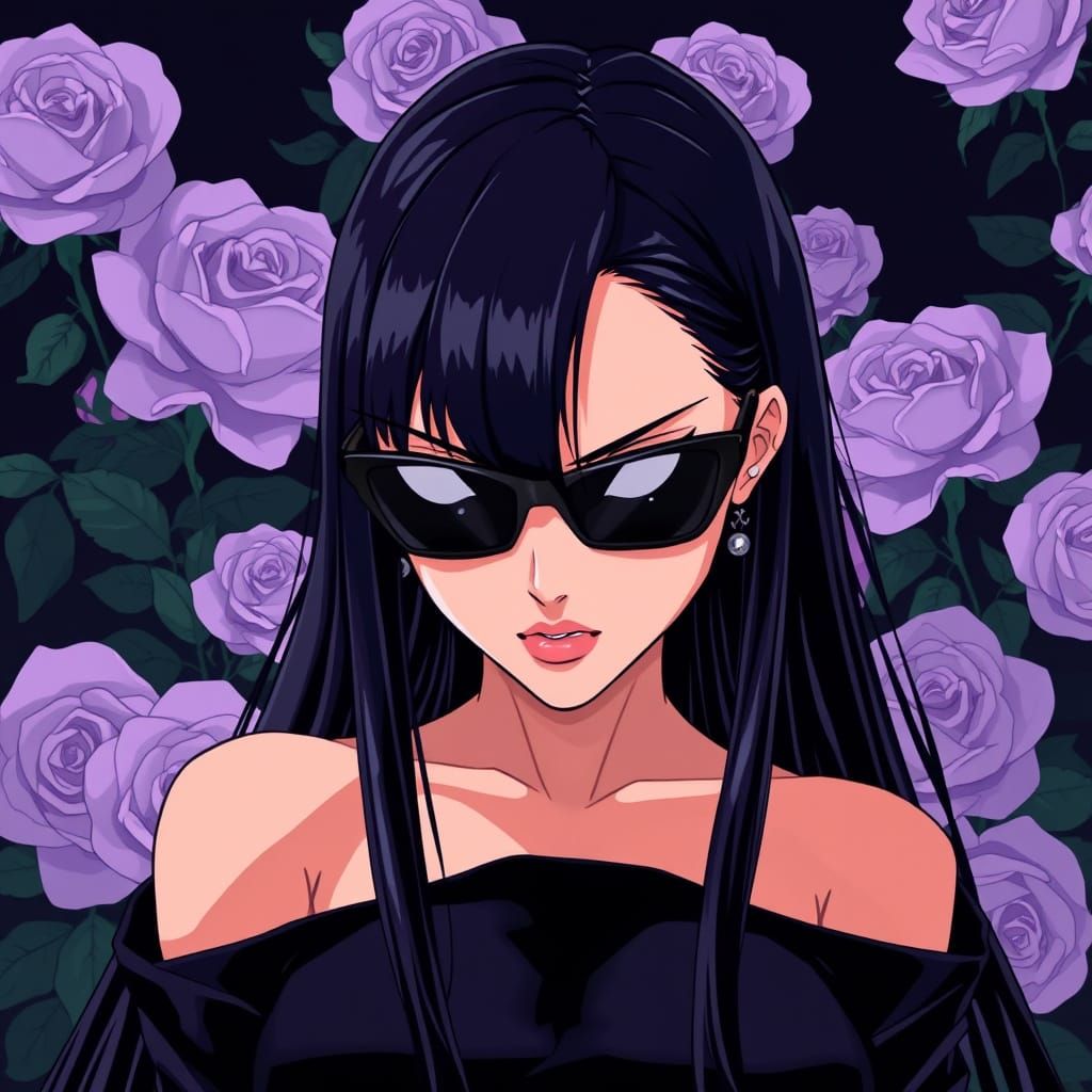 Mysterious Shadow Queen in Lavender Roses