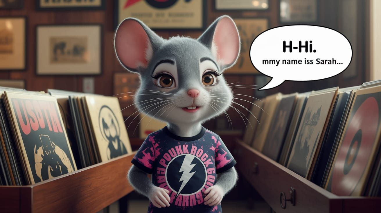 Mouse Girl Introduces Herself in Record Shop