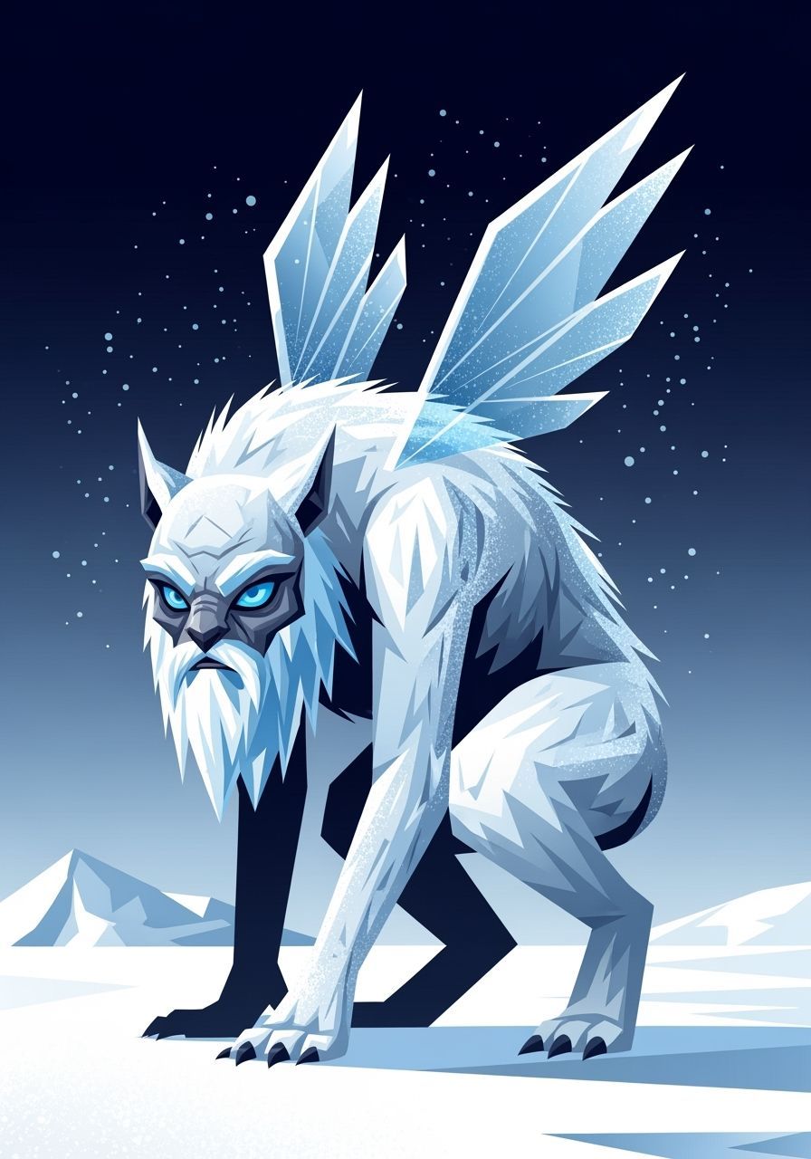 Frost Cryptid in Geometric Modernist Style