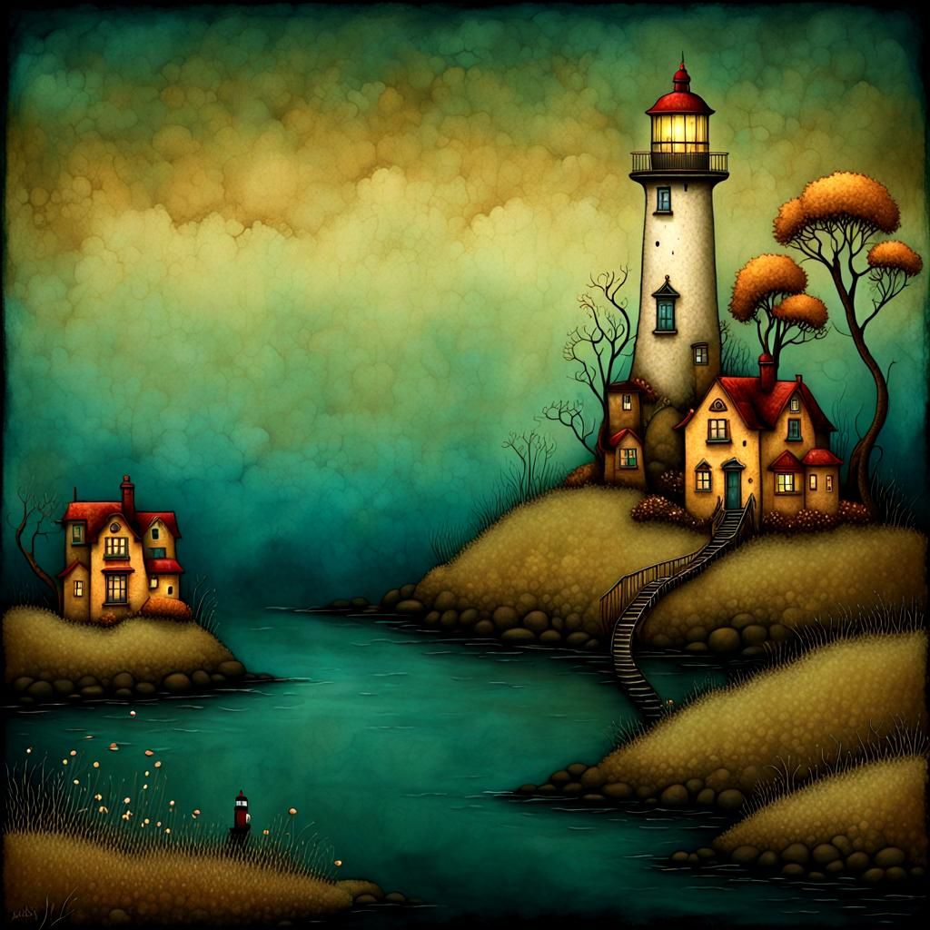 Art Nouveau Lighthouse in Enchanted World