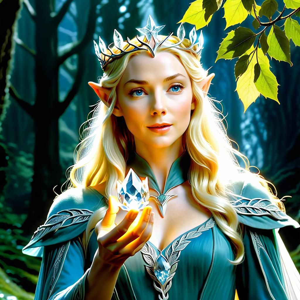 Galadriel Holding Eärendil’s Star: 3D Elven Fantasy Art