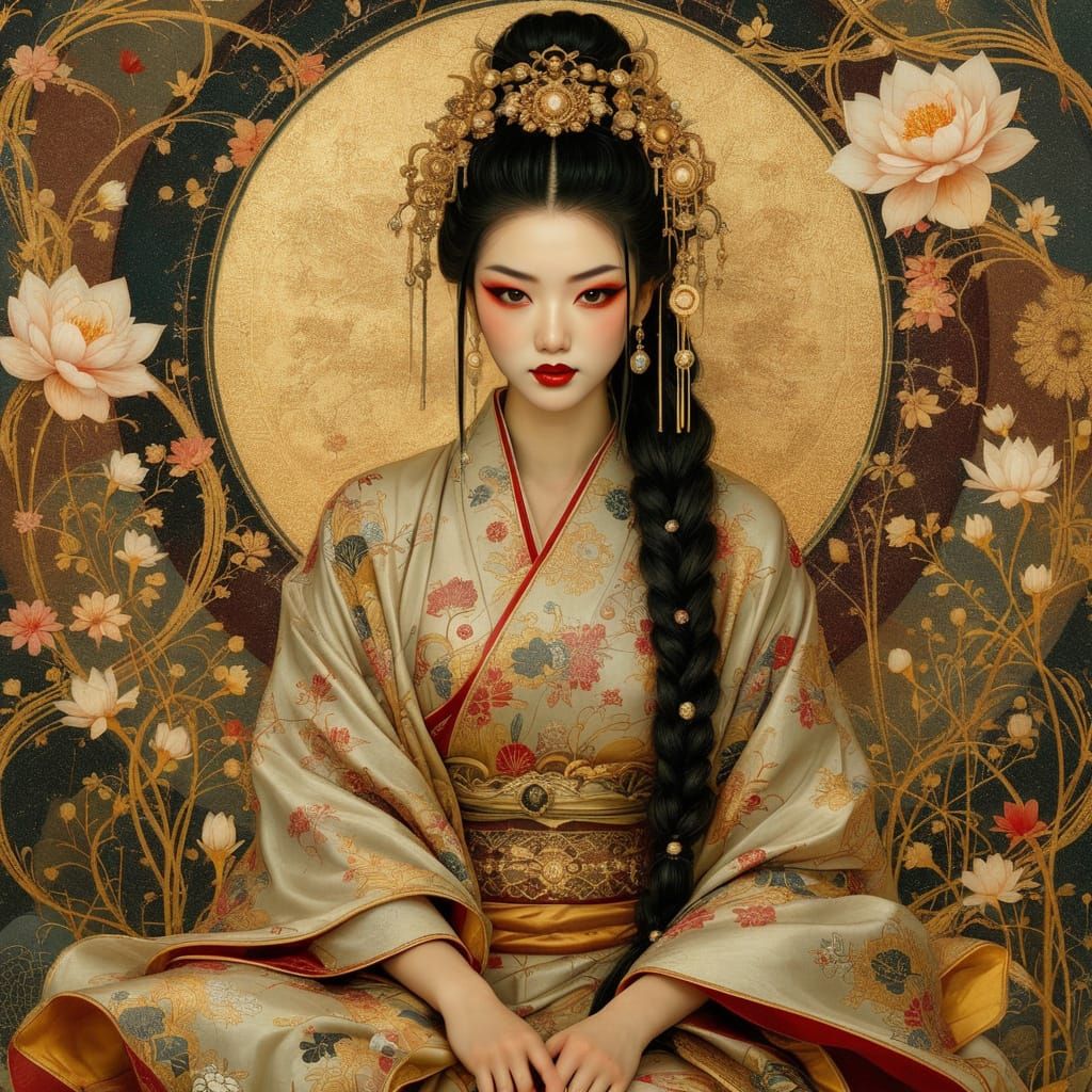 Goddess Amaterasu in Elegant Japanese Style