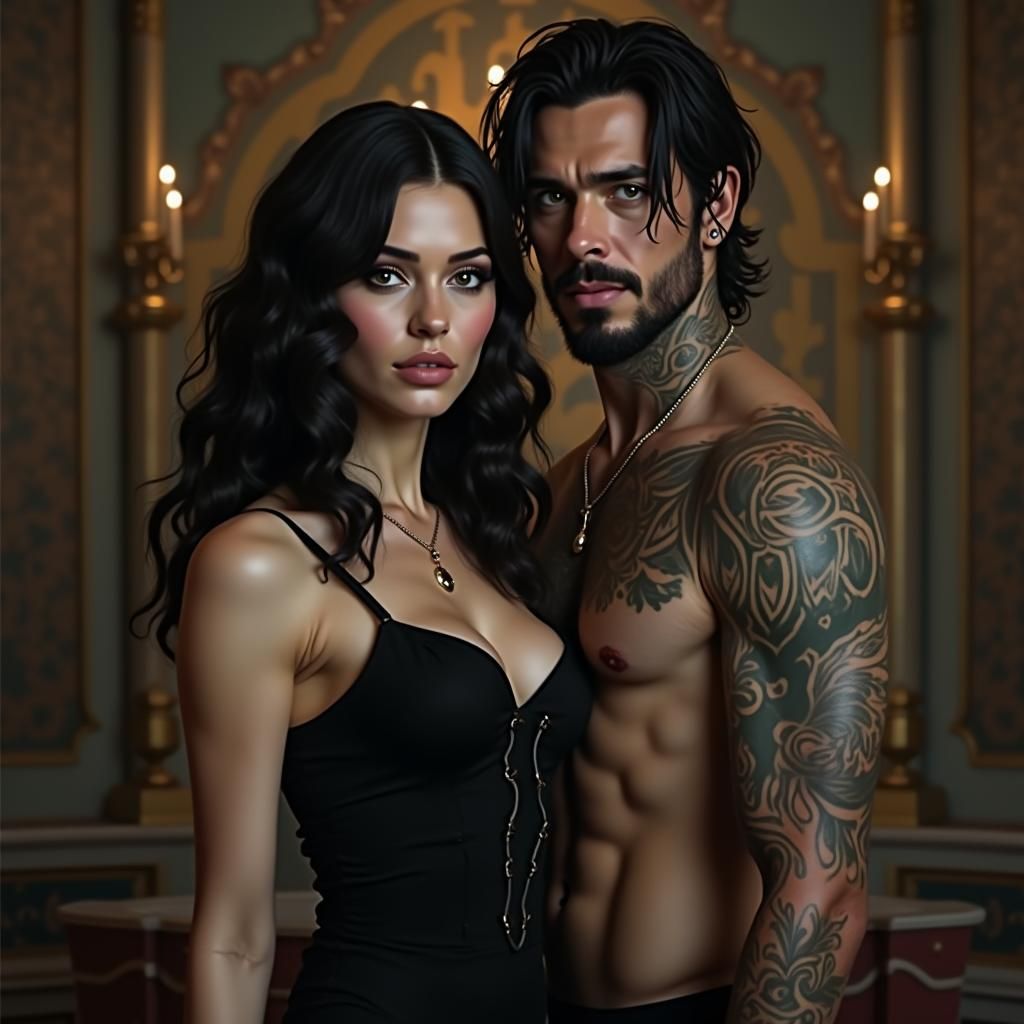 Nordic Couple in Castle Throne Room, Fantasy Concept Art