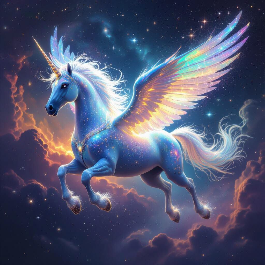 Bioluminescent Pegasus Flies Through the Cosmos