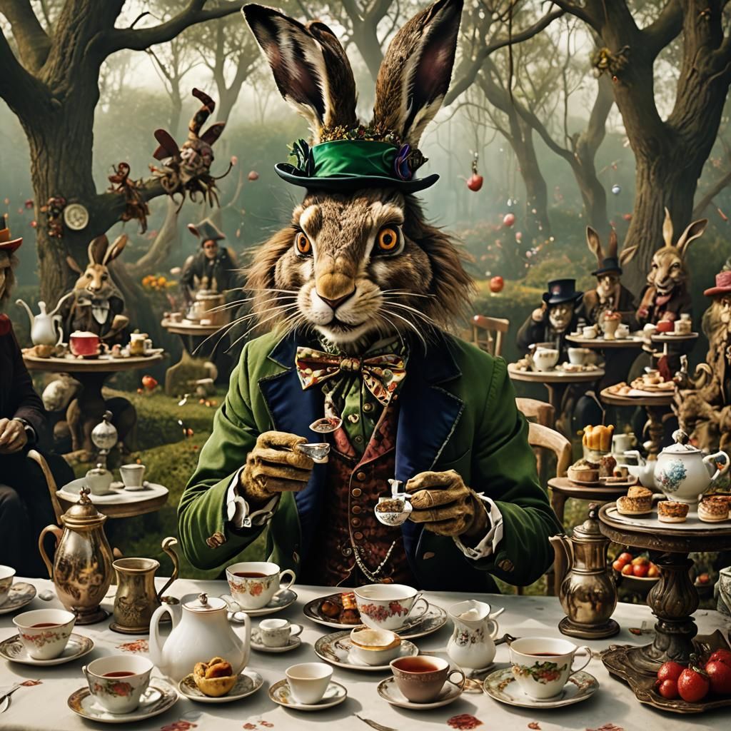 Sinister March Hare at Mad Hatter's Tea Party