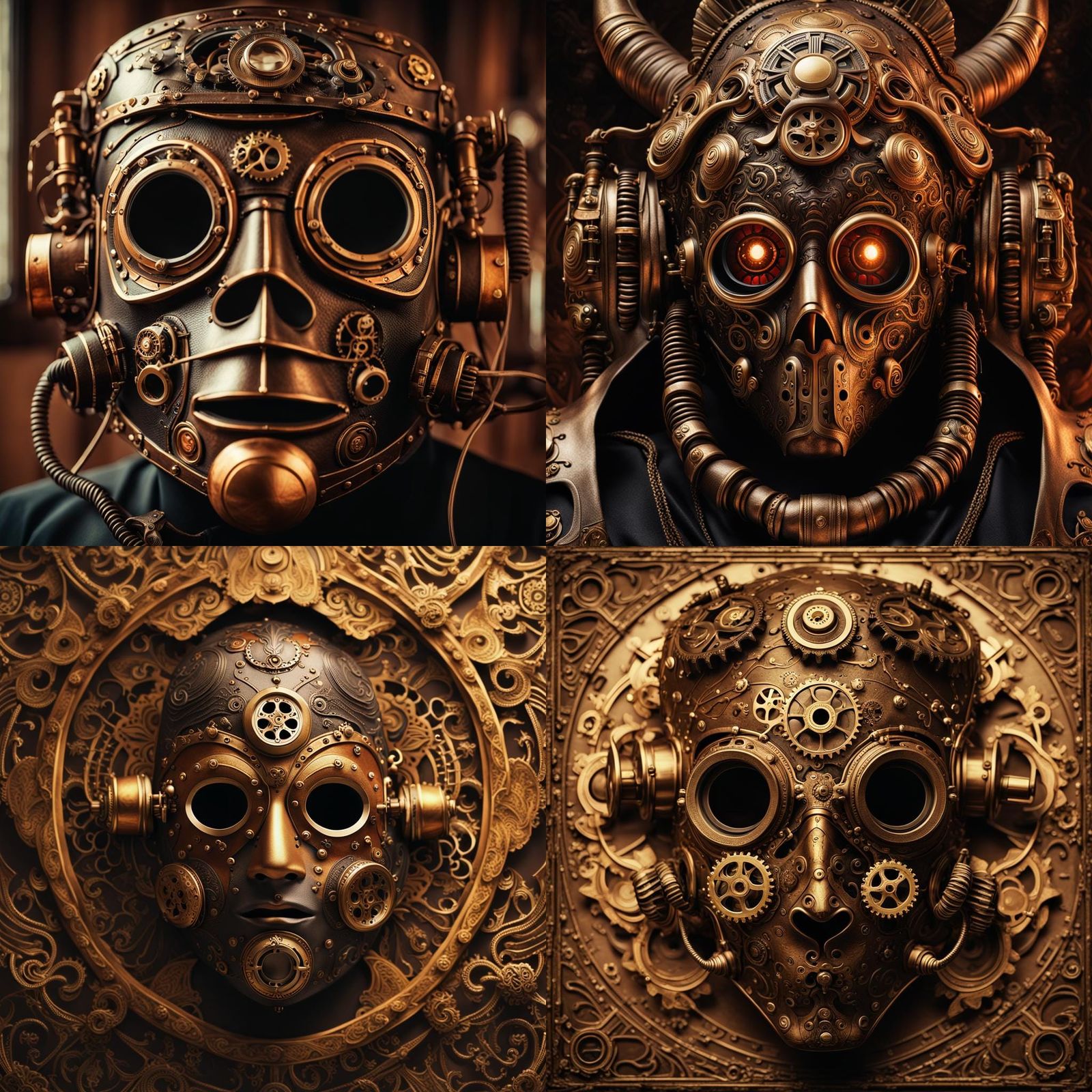 Steampunk Java Mask Portrait in Hyperrealism