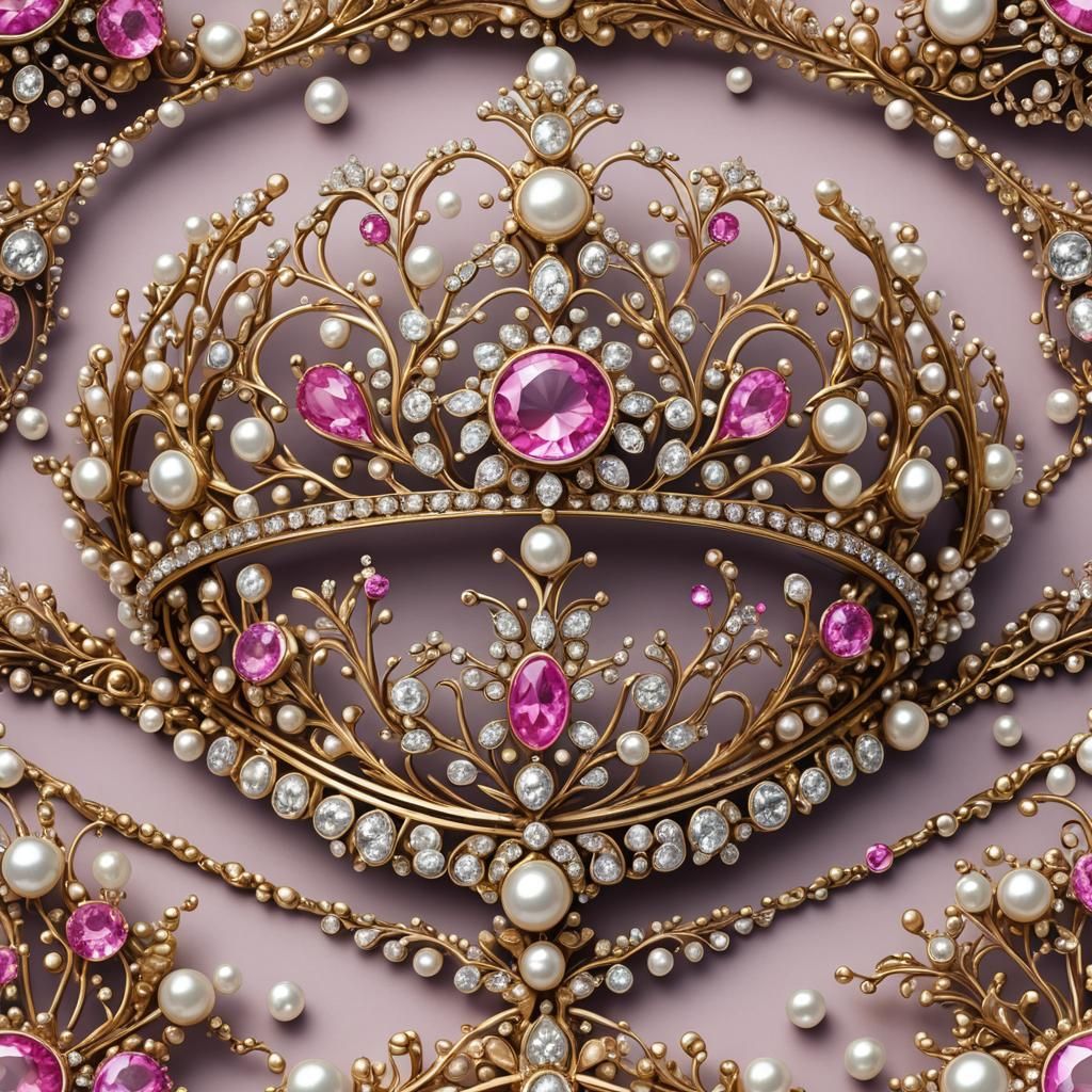 Hyperrealistic Tiara with Diamonds, Gold and Sapphires