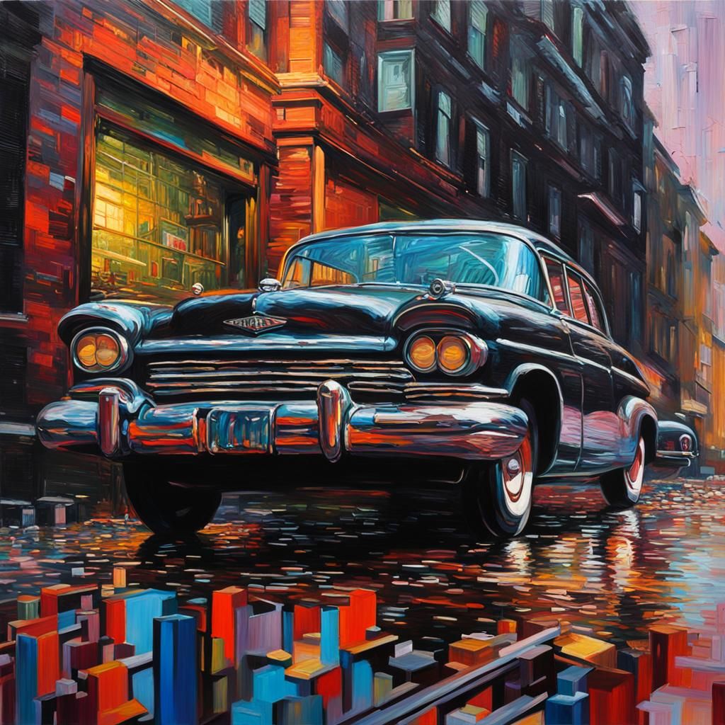 Glitch Art Film Noir in Hyperrealism Style